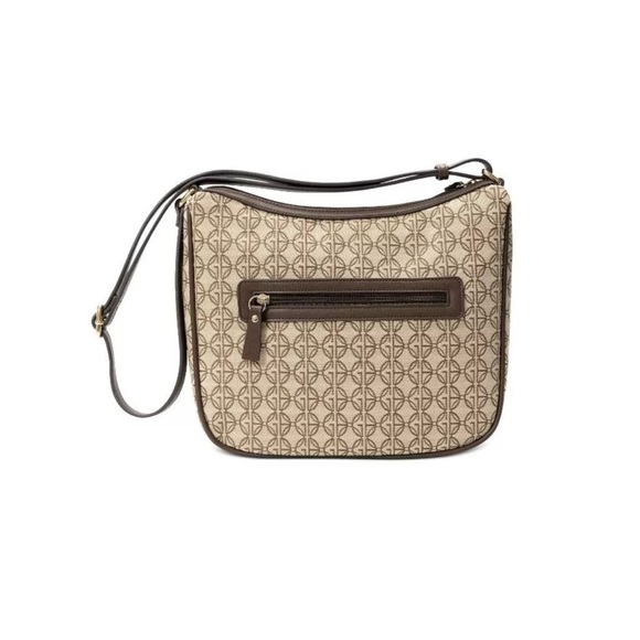 Giani Bernini Horsebit Detail Logo Jacquard Medium Hobo Crossbody Bag Brown - Picture 3 of 14